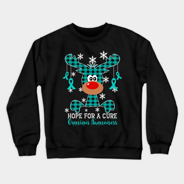 Reindeer Hope For A Cure Ovarian Awareness Christmas Crewneck Sweatshirt by HomerNewbergereq